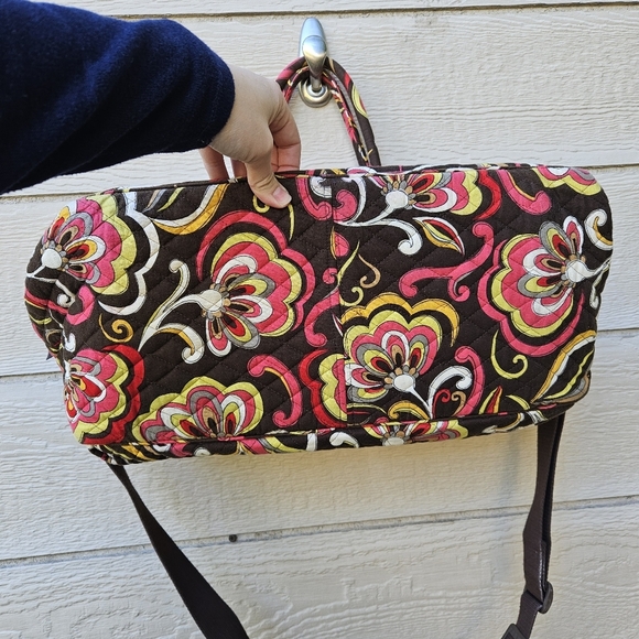 Vera Bradley Puccini weekender duffel travel bag brown floral - Picture 3 of 10